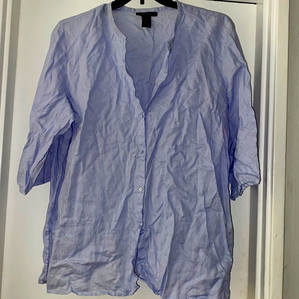Blue linen top/ light denim color